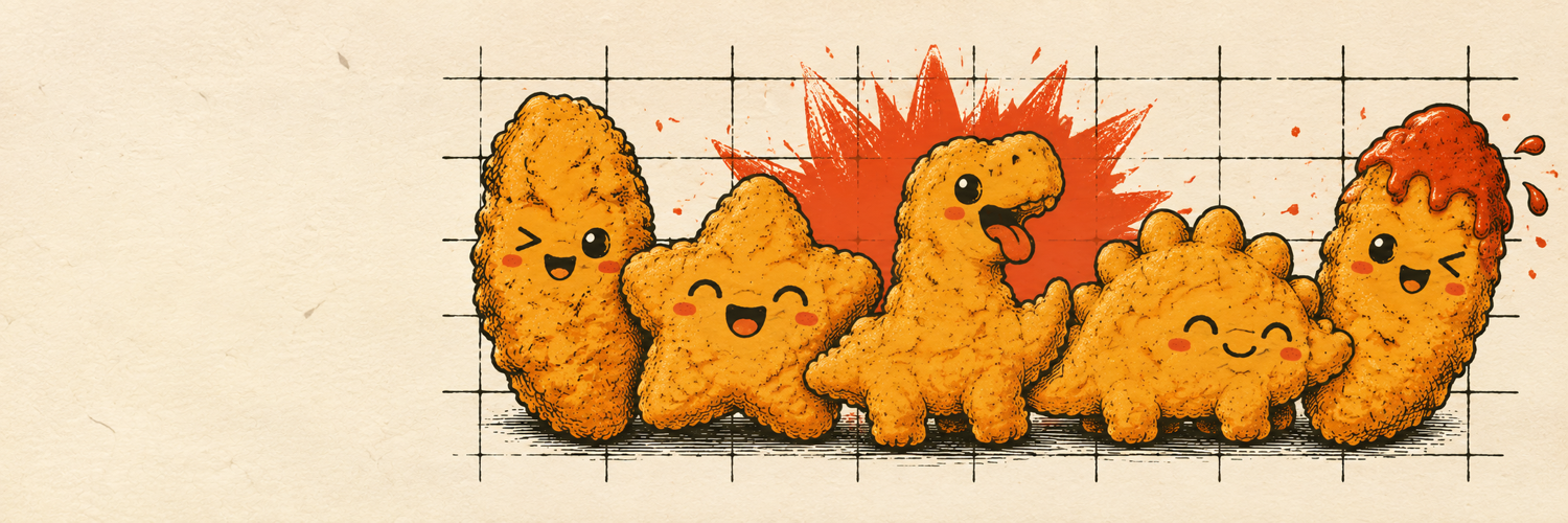 Five cheerful hand-drawn Tendies and Nuggies